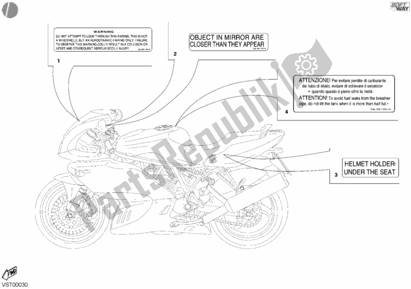 Todas las partes para Etiquetas De Advertencia Ee. De Ducati Supersport 800 SS 2004